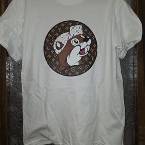Louis Vuitton White T-Shirt with Brown Graphic